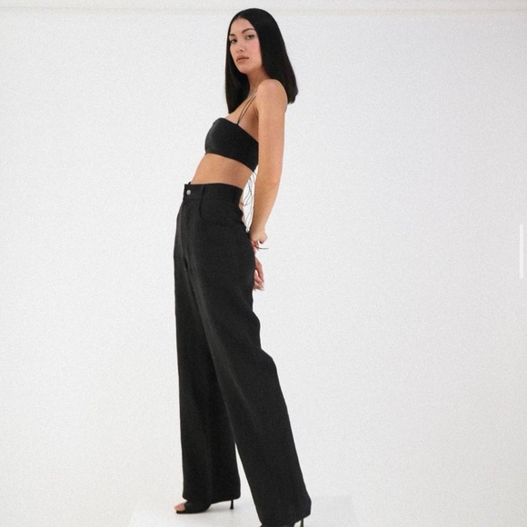 Natalie Rolt Pants - Natalie Rolt black linen Eddy pants